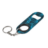 Porte-clé Décapsuleur Monogramme cool Lumineuse Motif Vague Bleue (Devant Angle)