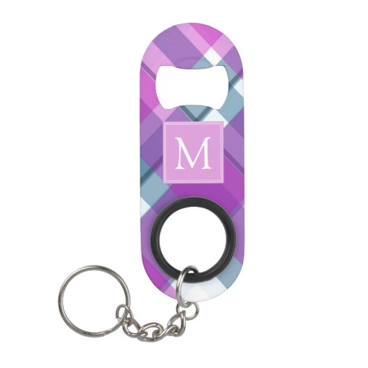 Porte-clé Décapsuleur Monogramme de Tartan violet (Devant)