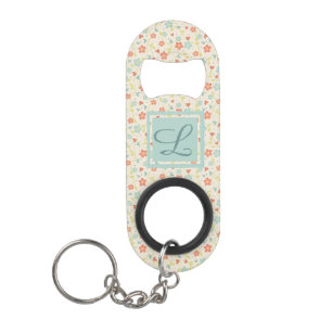 Porte-clé Décapsuleur Monogramme floral vintage à ressort lumineux