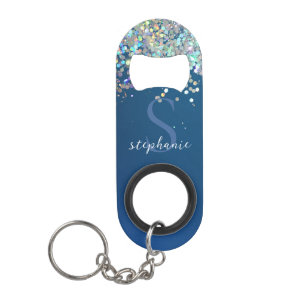 Porte-clé Décapsuleur Monogramme holographique moderne personnalisé pail