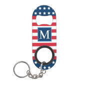 Porte-clé Décapsuleur Monogramme Initial Américain Rouge Blanc Bleu Pers (Devant)