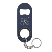 Porte-clé Décapsuleur Monogramme moderne élégant Script Marine Bleu (Dos)