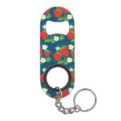 Porte-clé Décapsuleur Monogramme motif bleu fraise et fleurs (Dos)