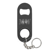 Porte-clé Décapsuleur Monogramme noir gris artistique moderne (Dos)