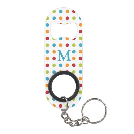 Porte-clé Décapsuleur Monogramme Pois multicolore (Dos)