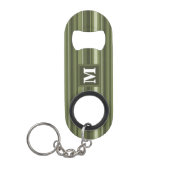 Porte-clé Décapsuleur Monogramme rayures vert olive (Devant)