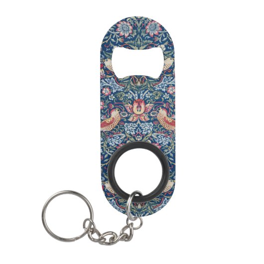 Porte-clé Décapsuleur Morris Strawberry Thief Classique Bleu Indigo Fin (Devant)