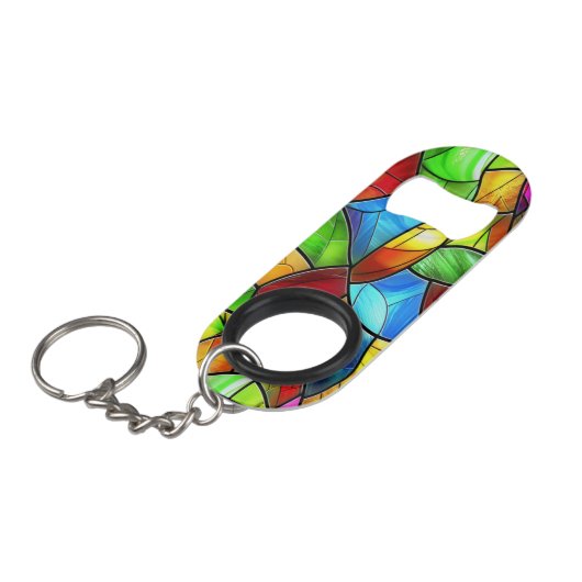 Porte-clé Décapsuleur Mosaïque en verre brillant (Devant Angle)