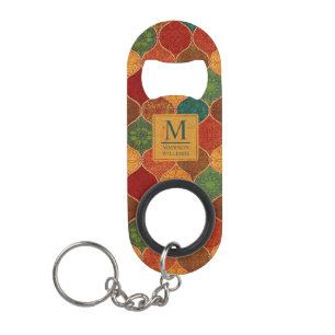 Porte-clé Décapsuleur Mosaique Géométrique Marocaine Motif Aztèque Sans