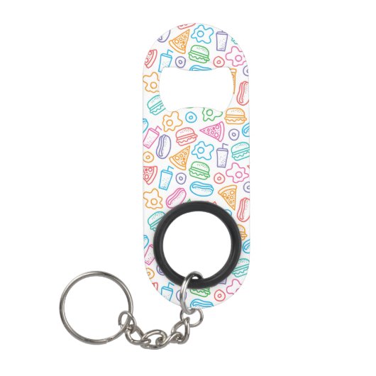 Porte-clé Décapsuleur Motif 2 d'aliments de préparation rapide (Devant)