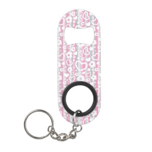 Porte-clé Décapsuleur Motif avec des coeurs et des fleurs