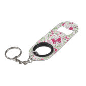 Porte-clé Décapsuleur Motif blanc floral (Devant Angle)