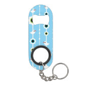 Porte-clé Décapsuleur motif bleu d'oiseau et de fleurs (Dos)