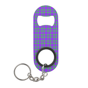 Porte-clé Décapsuleur Motif carreaux vert et violet