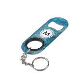 Porte-clé Décapsuleur Motif Cool Blue Agate avec monogramme (angle arrière)