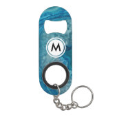 Porte-clé Décapsuleur Motif Cool Blue Agate avec monogramme (Dos)