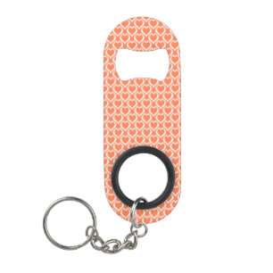 Porte-clé Décapsuleur Motif de cœurs blancs corail