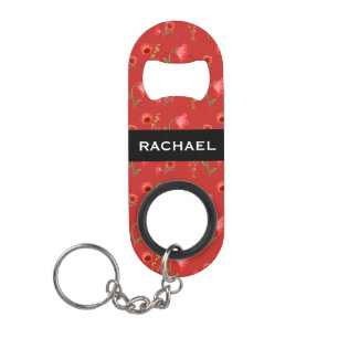 Porte-clé Décapsuleur Motif de Coquelicots Rouges Personnalisé