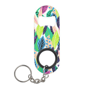 Porte-clé Décapsuleur Motif de feuilles de forêt tropicale moderne color