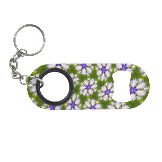 Porte-clé Décapsuleur Motif de fleurs blanches (Devant (Horizontal))