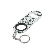 Porte-clé Décapsuleur Motif de fleurs tropical blanc (angle arrière)