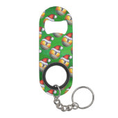 Porte-clé Décapsuleur Motif de la boule Santa Hat Nine sur Vert (Dos)