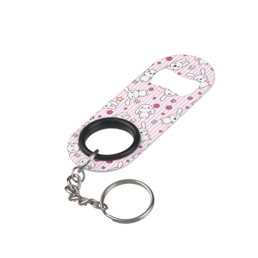 Porte-clé Décapsuleur motif de rayures de kawaii (angle arrière)