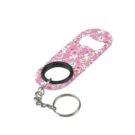 Porte-clé Décapsuleur motif de rose de kawaii (angle arrière)