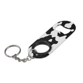 Porte-clé Décapsuleur Motif de vache noir et blanc (Devant Angle)