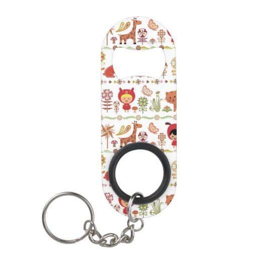 Porte-clé Décapsuleur Motif d'enfant et d'animaux (Devant)