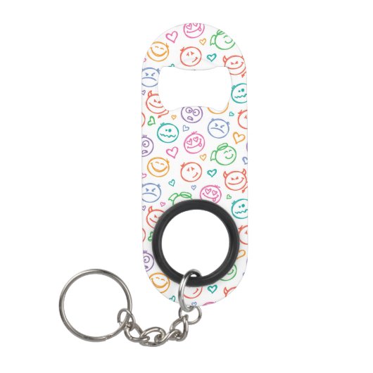 Porte-clé Décapsuleur motif des sourires (Devant)
