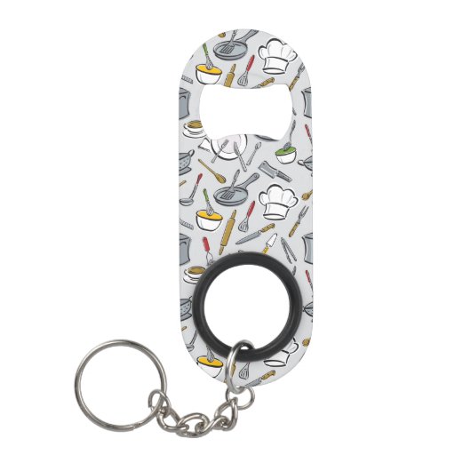 Porte-clé Décapsuleur Motif d'outils de cuisine (Devant)