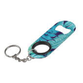 Porte-clé Décapsuleur Motif Feuille Tropical Green Blue (Devant Angle)