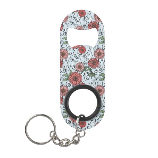 Porte-clé Décapsuleur Motif floral 3 (Devant)