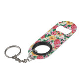 Porte-clé Décapsuleur Motif floral de ketmie tropicale (Devant Angle)