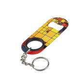 Porte-clé Décapsuleur Motif géométrique d'arc-en-ciel vibrant abstrait (angle arrière)