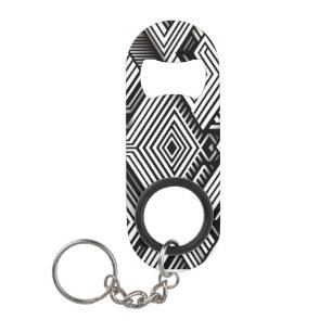 Porte-clé Décapsuleur Motif Géométrique Monochrome Abstrait Moderne et A