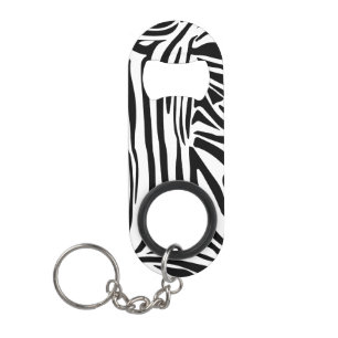 Porte-clé Décapsuleur Motif Imprimé Zèbre Noir et Blanc Audacieux