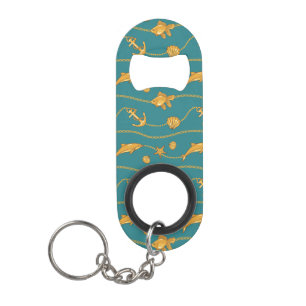 Porte-clé Décapsuleur Motif nautique d'or