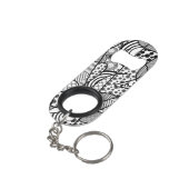Porte-clé Décapsuleur Motif Patchwork Noir & Blanc 02 (angle arrière)