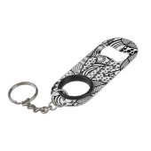 Porte-clé Décapsuleur Motif Patchwork Noir & Blanc 02 (Devant Angle)