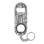 Porte-clé Décapsuleur Motif Patchwork Noir & Blanc 02 (Dos)