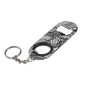 Porte-clé Décapsuleur Motif Patchwork Noir & Blanc 05 (Devant Angle)