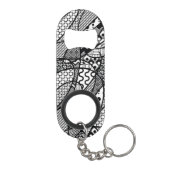 Porte-clé Décapsuleur Motif Patchwork Noir & Blanc 05 (Dos)