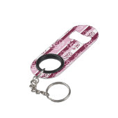 Porte-clé Décapsuleur Motif rayé avec des roses (angle arrière)