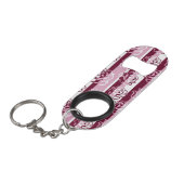 Porte-clé Décapsuleur Motif rayé avec des roses (Devant Angle)