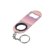 Porte-clé Décapsuleur Motif rose violet jaune rayé (angle arrière)