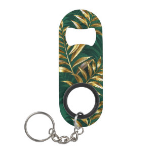 Porte-clé Décapsuleur Motif sans couture avec des fougères dorées