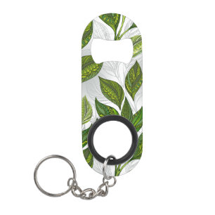 Porte-clé Décapsuleur Motif sans couture avec Feuilles de thé vert