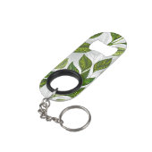 Porte-clé Décapsuleur Motif sans couture avec Feuilles de thé vert (angle arrière)